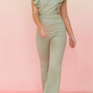 ***Boutique closing*** Sage denim jumpsuit. S, M, and L available.